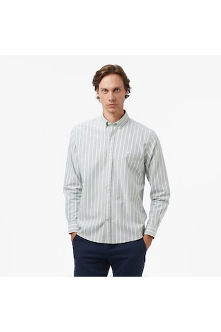 Nautica Classic Fit Erkek Çizgili Gömlek W57405t Yeşil