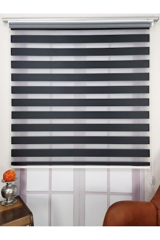 Siyah Bambu Düz Zebra Stor Güneşlik Perde