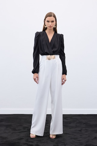 Sateen Aksesuarlı Pantolon - Ekru-136563 Ekru