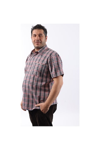 Tousus Kısa Kol Ekose Pamuklu Erkek Gömlek Kk-8056-tss Bej