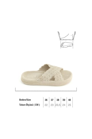 Gezer Kadın Yazlık Ev Banyo Islak Zemine Uygun Terlik Bej