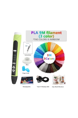 Xuweiwei 1 Set Yeşil Yüksek Sıcaklık 3d Çizim Kalemi Led Ekranlı Yüksek Kaliteli Dıy Baskı Kalemi Pla Abs Reçine Uyumlu