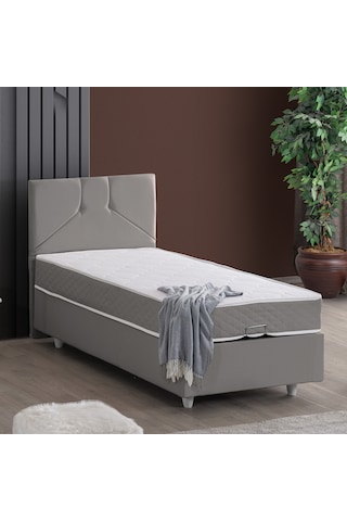 Wick Tek Kişilik Baza Başlık Letto Yatak Seti - Gri 100 x 200
