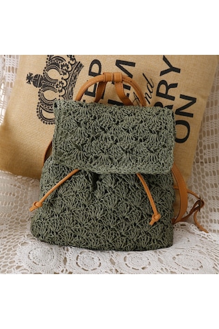 Arion Kağıt İplik Hasır Sırt Çantası Str-1203 Yeşil