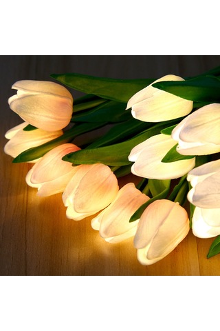 Vkemall Beyaz Simülasyon Çiçekli Led Yatak Odası Işığı - 6 Adet Pu/seramik Dıy Ambiyans Lambası Pil Beslemeli Beyaz