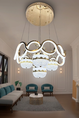 Sefa Model Taç Top 4 Toplu İthal Led Avize - - Kumandalı / Gold Gold