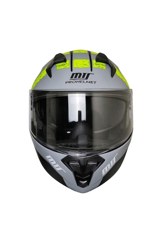 Motoanl Motosiklet V2 Güneş Vizörlü Çene Açılır Kask Neon Gri