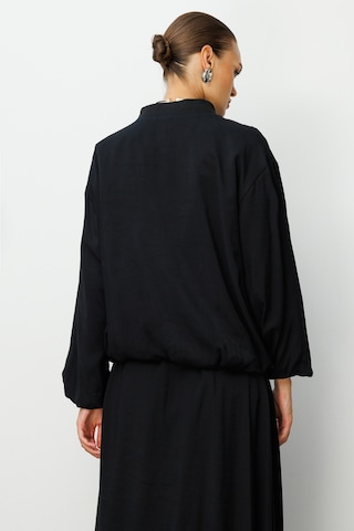 Mizalle Modal Karışımlı Siyah Oversize Bomber Ceket Siyah