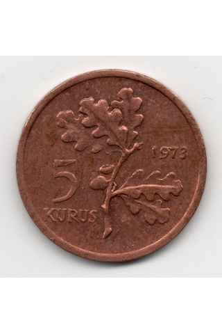 5 Kuruş 1973 Çil Eski Madeni Para