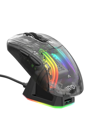 Attack Shark X2 Pro Kablosuz Şeffaf Gaming Mouse, Şarj İstasyonlu