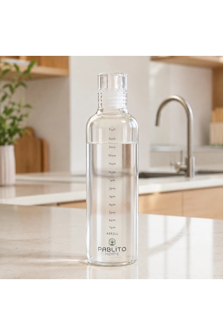 750 Ml Zaman Çizelgeli Cam Matara Çok Renkli