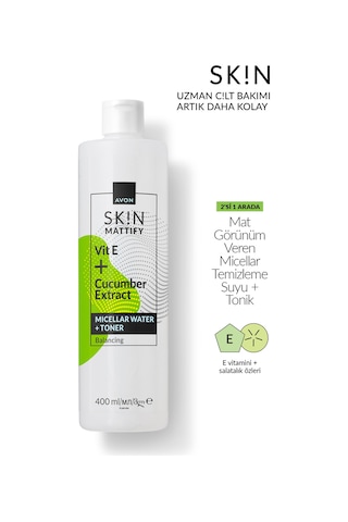 Avon Skin Mat Görünüm Veren Micellar Temizleme Suyu + Tonik 400 ML