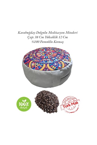 Zafu Karabuğday Dolgulu Meditasyon Minderi Mandala 2024-1m Mor