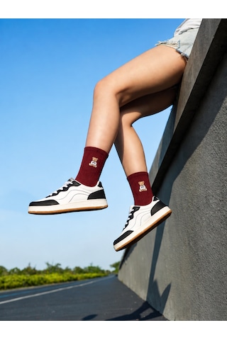 UCLA Sıerra 3'lü Siyah Lacivert Bordo Uzun Pamuklu Jakarlı Standard Fit Unisex Çorap Siyah-lacivert