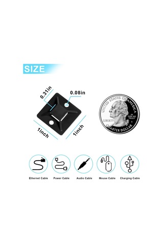 Yaleker 25x25mm Siyah 3m Leke İle Otostik Kablo Bağlama Tutucu Plastik Kanca Konumlandırıcı, 100 Adet