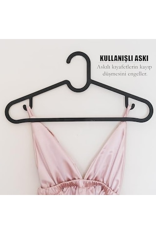 Plastik Slim Askı, Elbise Askısı, Siyah Askı Standart, Adet, 10 Diğer