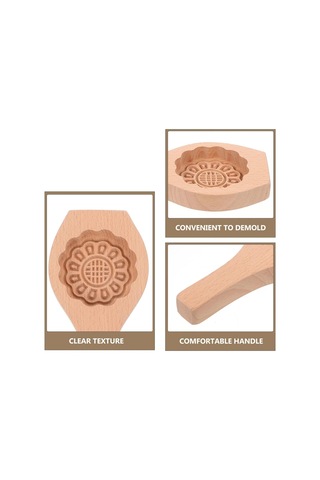 Pxcl Ahşap Ay Kek Kalıpları Yaratıcı Ay Kek Kalıbı, Çiçek Desenli Kahverengi