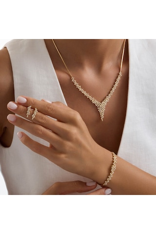 Yıldız Seli Sarı Altın Takı Seti T14330