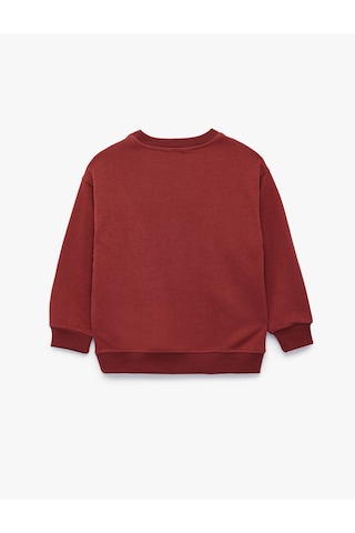 Koton Dinozor Baskılı Bisiklet Yaka Uzun Kollu Sweatshirt Bordo 7wkb10182tk