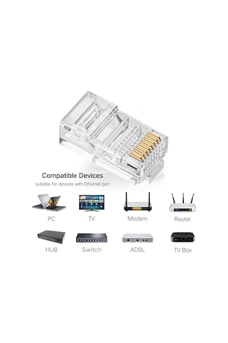 RJ45 Network Cat5 Cat6  Jack Ethernet Konnektör Uç 100 Adet