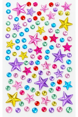 Taş & Yıldız Rhinestone Sticker Yapışkanlı Saç, Yüz, Tırnak, Vücut Ve Süs Taşı Çok Renkli