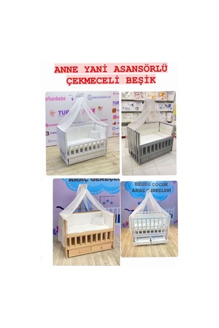 Yeni Doğan Moje Gri Lüx Bebek Çeyiz Seti 28 Parça Çekmeceli Beşik Bebek Arabası Hamak... Gri