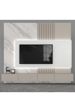 Joy Tv Ünitesi Tv Sehpası Alt Modül Kum Beji 240 Cm Mdf Joy Tv Ün