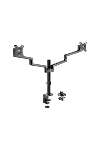 Voltix Çift Kol Monitör Tutucu 17" - 32" Ekranlar İçin, 8kg Taşıma Kapasiteli, Vesa Uyumlu, Eğilebilir Döndürülebilir Kablo Kılavuzlu Ergonomik Lcd Led Ekran Kolları A.Ağaç