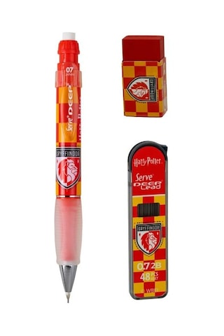 Serve Deep Üçlü Set 0.7 Mm Mekanik Versatil Kalem Harry Potter Gryffindor Damalı - Kırmızı Çok Renkli