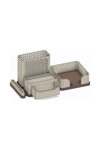 Desktop Organizer Beyaz Kahverengi