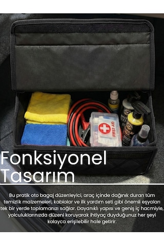 Araç Bagaj Düzenleyici Organizer Tay Tüyü Kaymaz Cırt Bantlı Geniş Hacimli Çanta A3
