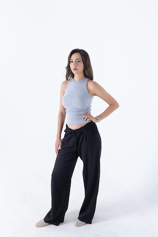 Comeor Fitilli Regular Fit Normal Kalıp Gri Bisiklet Yaka Sıfır Kol Pamuklu Kadın Atlet Gri