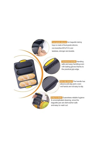 Fransız Bagetleri/sosisli Sandviçleri Pişirmek İçin Silikon Somun Siyah