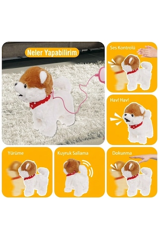 Müzikli Yürüyen Havlayan Ses Duyarlı Dokununca Havlayan Yürüyen Sevimli Köpek Doğumgünü Hediye Çocuk Bej