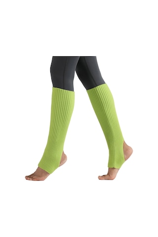 Teltree Yoga Ve Balet İçin Isı Sağlayan 44cm Ribbed Bacak Koruyucu, Açık Ayaklı Ve Topuklu Tasarım, Kadınlar İçin Spor Stili Yeşil Açık Yeşil