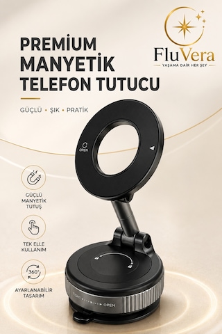 Manyetik Telefon Tutucu 360 Döner Başlık 180 Ayarlanabilir Katlanabilir Masaüstü Telefon Standı Siyah