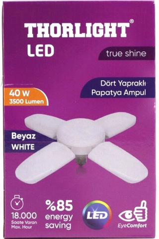 1+4 Kollu - Yapraklı Pervane Modeli Papatya Beyaz Led Lamba Ampul 40w - E27 P-6040b 5468