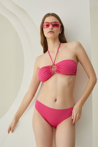 Loya Kadın Fuşya Reps Boyundan Bağlamalı Tek Üst Bikini Fuşya