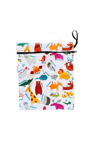 Yorni 30x37cm, Zoo, Su Geçirmez Bebek Çocuk Beslenme Çantası, Torba Beyaz