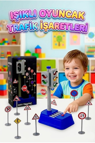 Işıklı Oyuncak Trafik İşaretleri Eğitim Seti
