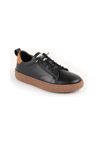 Libero L077.2684 Hakiki Deri Hafif Poli Taban Bağcıklı Kadın Casual Sneaker Ayakkabı 26y Siyah