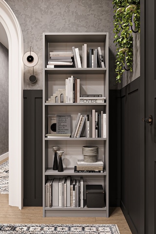 Asra Trend 5 Raflı Kitaplık K002 %100 MDF Modern Ofis Çalışma Odası Dosya Rafı Kül Gri