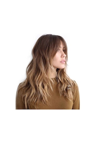 Sarı Kahverengi Degrade Uzun Saç Kıvırcık Doğal Sentetik Peruk