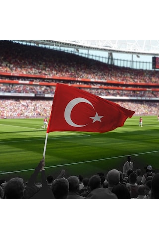 Sopalı Türk Bayrağı 100x150 Yüksek Kalite Çift Tarafllı Fabrikasyon Baskı Alpaka Kumaş