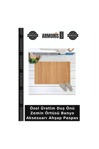 Özel Üretim Duş Önü Zemin Örtüsü Banyo Aksesuarı Ahşap Paspas