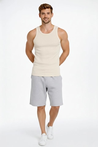 Novalisse Erkek Fitilli Atlet Sıfır Yaka Slim Fit Arka Baskılı Spor Atlet - Krem Çoklu Renk