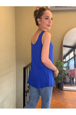 Ali Butik Saks Mavi Kalın Askılı Viskon Atlet