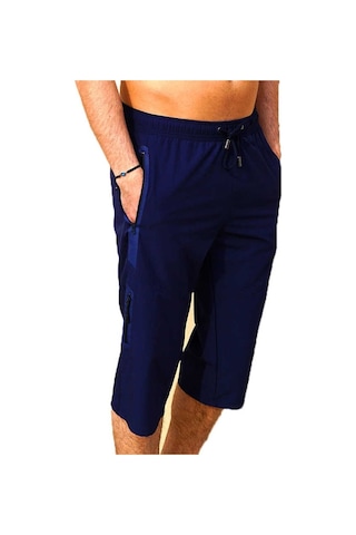 Lacivert Su İtici Özellikli Diz Altı Düz Renk Erkek Kapri Mayo