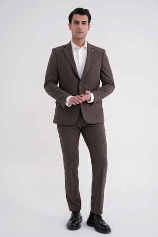 Efor Slim Fit Çift Yırtmaç Gofre Kumaş Esnek Kahverengi Spor Takım Elbise Tk 940 Kahverengi