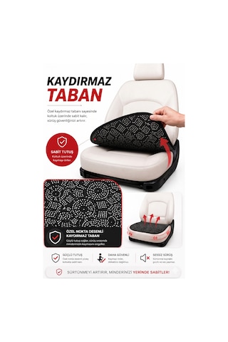 Araba Koltuk Minderi Ön Ve Arka Takım 3 Parça Aracınıza Stil Katın Siyah Kumaş Gümüş